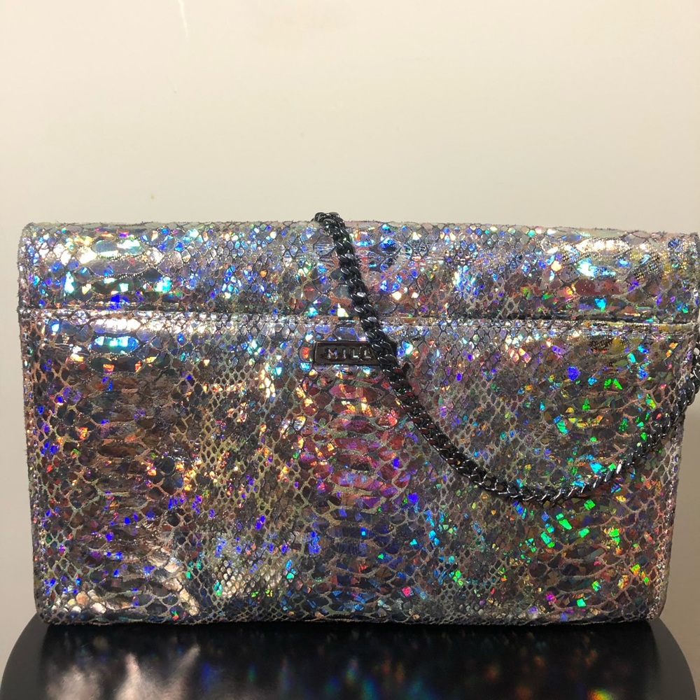 Milly Holographic Python-Embossed Purse - image 5